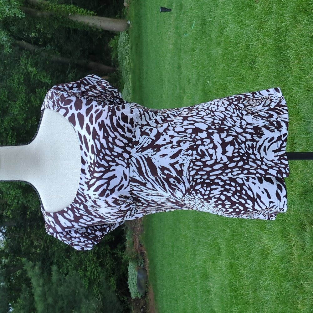 NWT Fresh of LA Animal Print Cap Sleeve Shirt